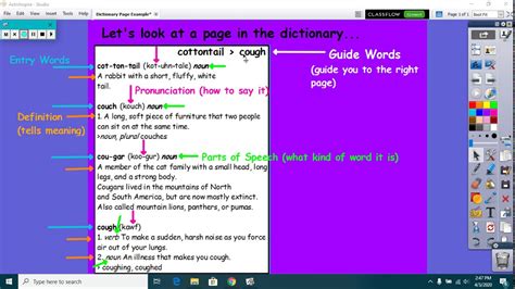 Parts Of A Dictionary Lesson Youtube