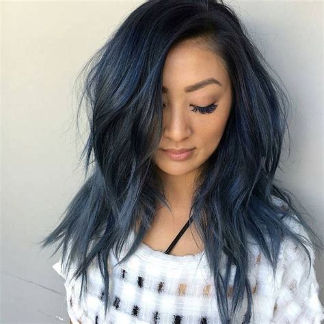 Image Result For Blue Balayage Ash Blue Hair Denim Blue Hair Brown