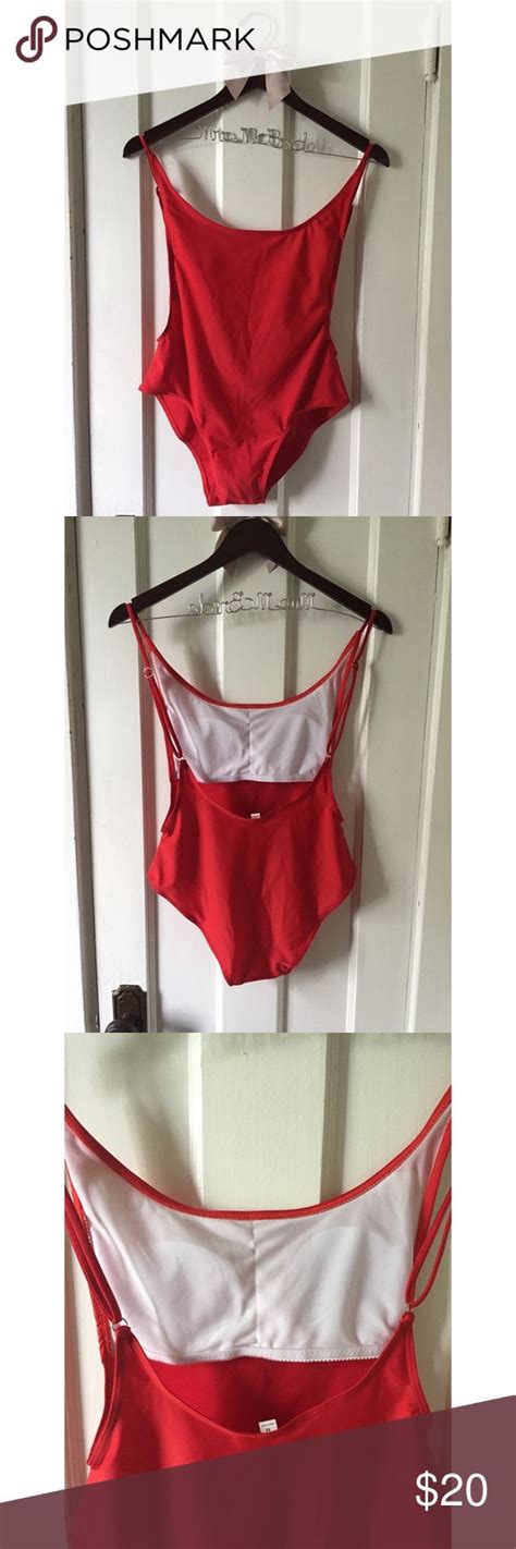 New Red One Piece Swimsuit Open Back One Piece Swimsuit Red One