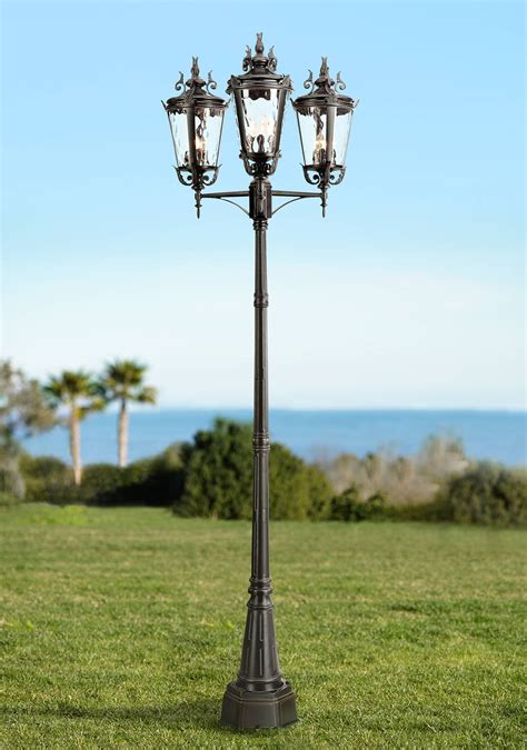 Traditional Outdoor Post Light Black 100 3 Light Street Lantern For