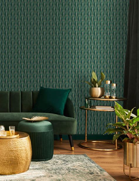 Green Art Deco Geometric Wallpaper Feathr Official Site
