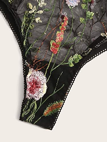soly hux women s floral embroidered mesh underwire bra and panty sexy lingerie set black m