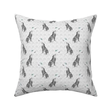 4 Howl At The Moon Wolf With Stripes Fabric Spoonflower
