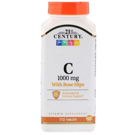 A tasty way for kids to get their daily dosage of vitamin c. 21st Century, Vitamin C with Rose Hips, 1,000 mg, 110 ...