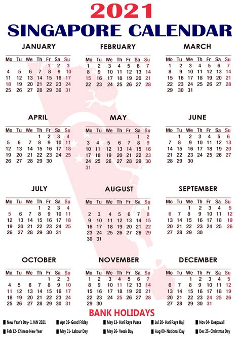2021 Singapore Calendar Free Printable Template Free Printable