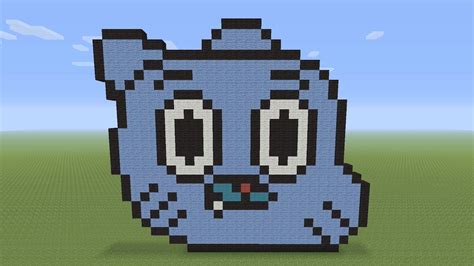 Minecraft Pixel Art Gumball Watterson Head From The Amazing World Of