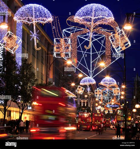 Colourful Christmas Decorations In Oxford Street London Uk Stock Photo