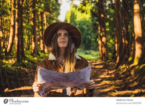 Woman With Map In Woods A Royalty Free Stock Photo From Photocase