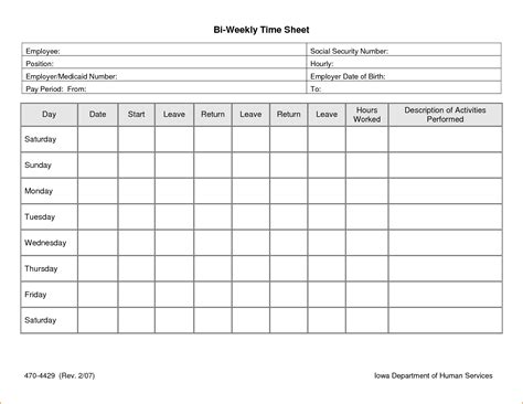 Free Excel Timesheet Template With Formulas 9 Sample Biweekly Timesheet
