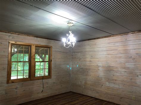 May 30, 2020 · clean the surface. After - corrugated metal ceiling, whitewashed walls, new ...