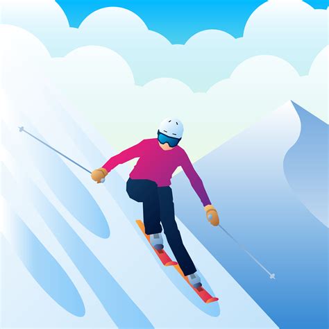 Jeune Sportif Skieur Sur Les Skis Dune Montagne à Larrière Plan