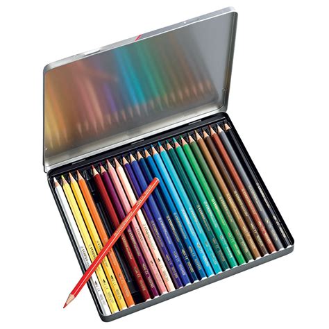 Faites des économies avec nos prix très intéressants ! STABILOaquacolor - Boîte métal de 24 crayons de couleur ...