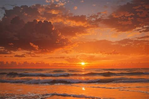 Premium Ai Image Orange Sunset Over The Sea