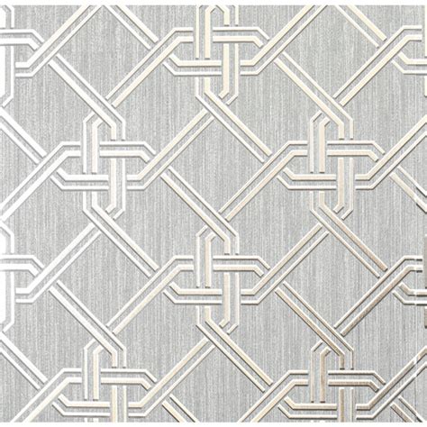 Arthouse Gianni Metallic Foil Geo Twist Knot Pattern Textured Lined