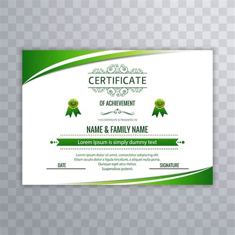 Diseño De Certificado Moderno Verde Vector Gratis