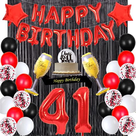 Buy Santonila Red 41st Birthday Decorations Happy Birthday Banner Sash