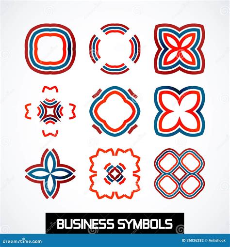 Abstract Geometric Business Symbols Icon Set Stock Photography Image