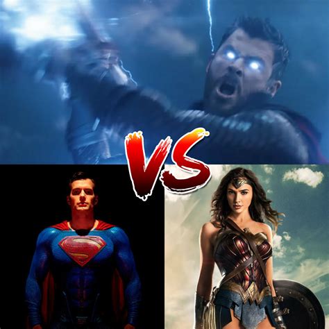 Composite Mcu Thor Vs Dceu Superman And Dceu Wonder Woman Battles