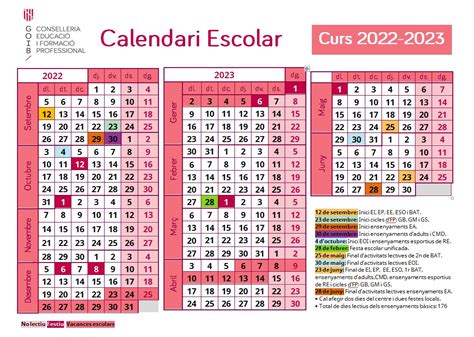 Calendario Colegio Escolàpies Palma