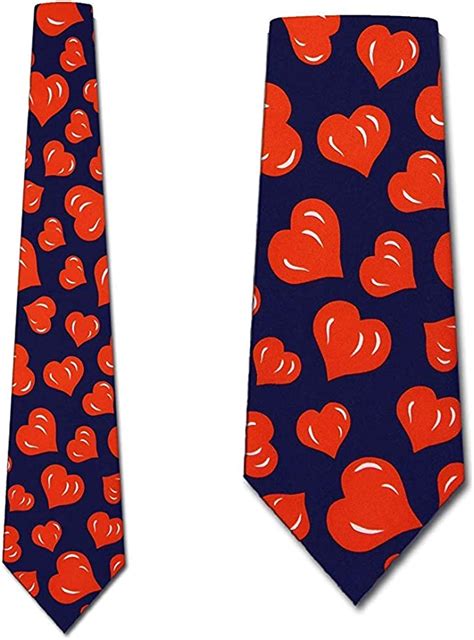 Hearts Tie Valentines Day Mens Necktie Heart Navy Uk