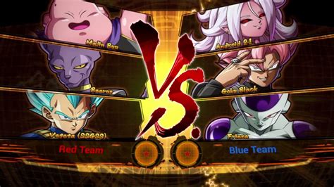 Dragon Ball Fighterz Majin Buu Beerus Vegeta Ssgss Vs Android 21 Goku Black Frieza Cpu Battle