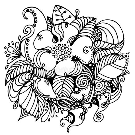 Hand Drawn Vector Black And White Doodle Flowers Floral Design