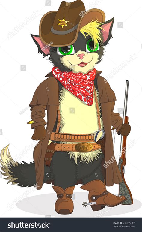 Cat Cowboy Sheriff Wild West Stock Vector 500195617 Shutterstock