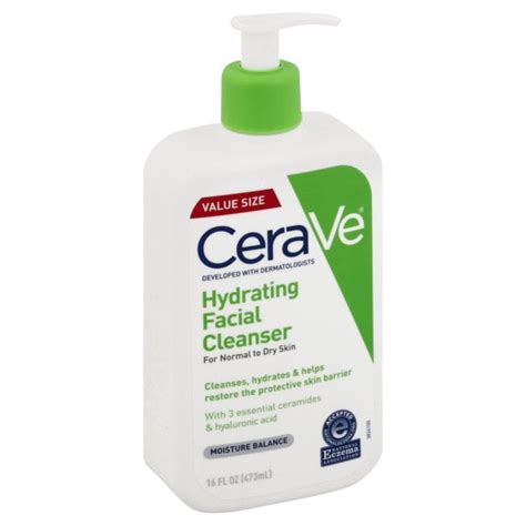 Cerave Hydrating Facial Cleanser For Normal To Dry Skin 16 Fl Oz