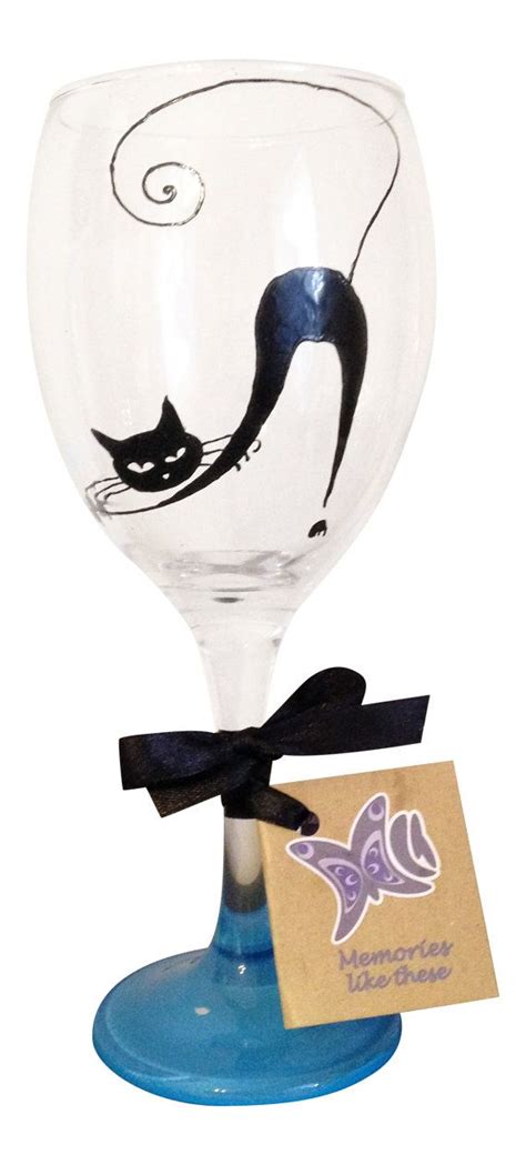 Hand Painted Cat Wine Glass Uk Etsy