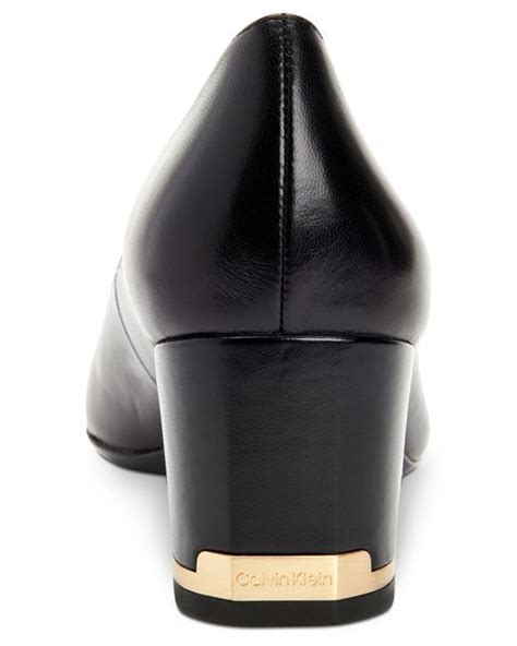 Calvin Klein Leather Nita Block Heel Pumps In Black Lyst