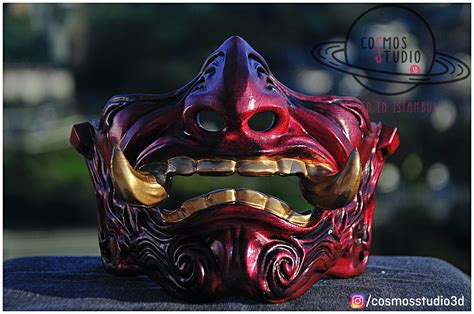 Oni Samurai Japanese Half Mask Ghost Of Tsushima Etsy