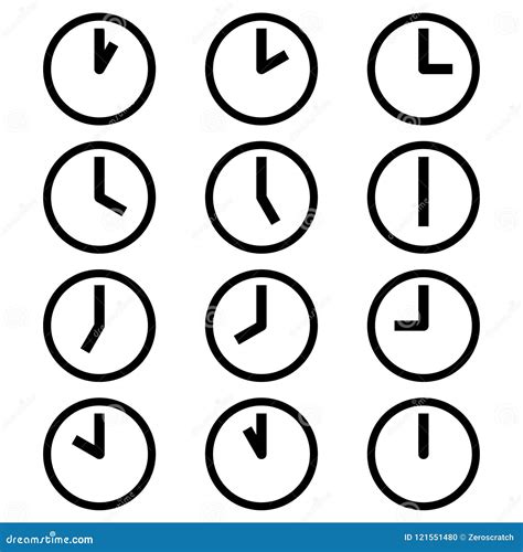 Clocks Showing Different Time Hours Symbols Icons Signs Logos Simple