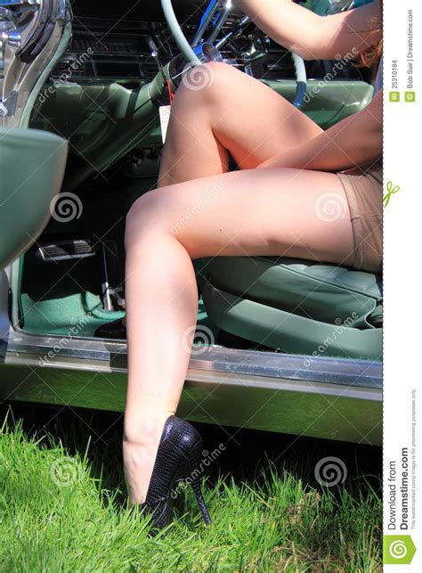 Sexy Female Legs Classic Car Stock Images Image 25310184