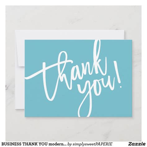 Business Thank You Modern Script Insert Aqua Logo Zazzle Thank You