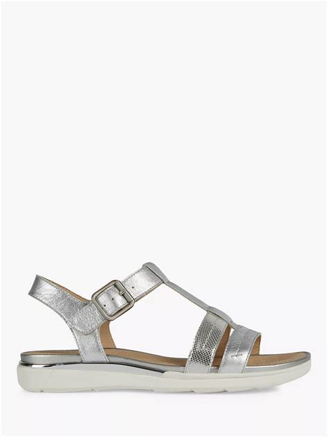 Geox Womens Hiver Wide Fit Sandals Silver At John Lewis And Partners