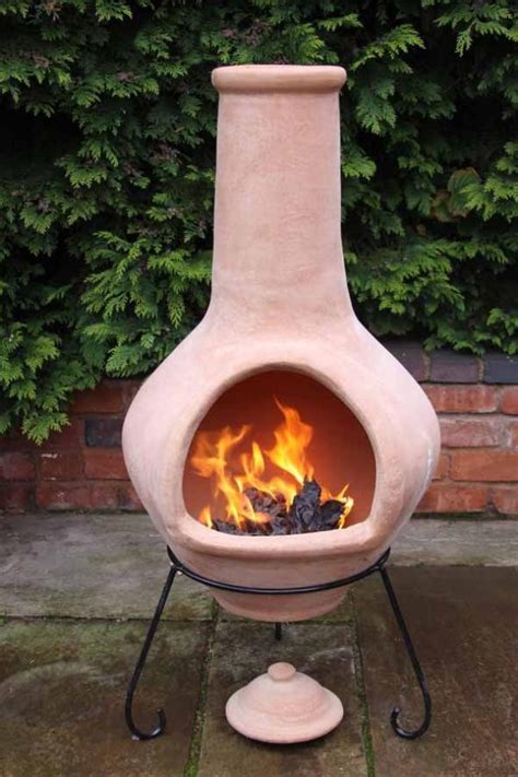 Clay fire pit with iron for fire pits, you can find many ideas on the topic and many more on the internet, but in the post of ceramic chimney fire pit we have tried to select. Jumbo Natural Terracotta Clay Chimenea - savvysurf.co.uk