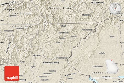 Shaded Relief Map Of Rabun County