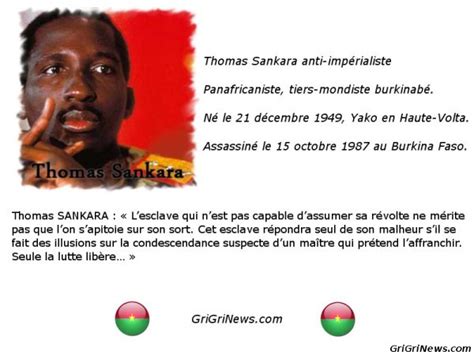 Citations De Lhomme Intègre Thomas Sankara Actualités Afrique