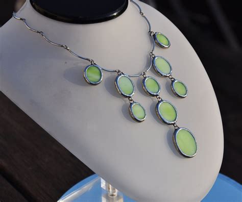 Glass Chandelier Necklace In Chartreuse Green Etsy