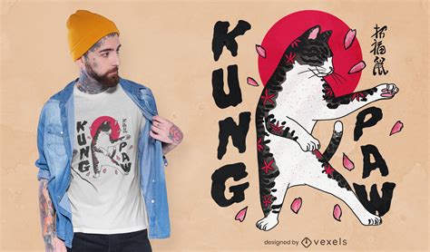 Kung Fu Katzen T Shirt Design Vektor Download