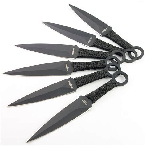 6 Pc Tactical Metal Throwing Knife Set W Sheath Combat Kunai Ninja