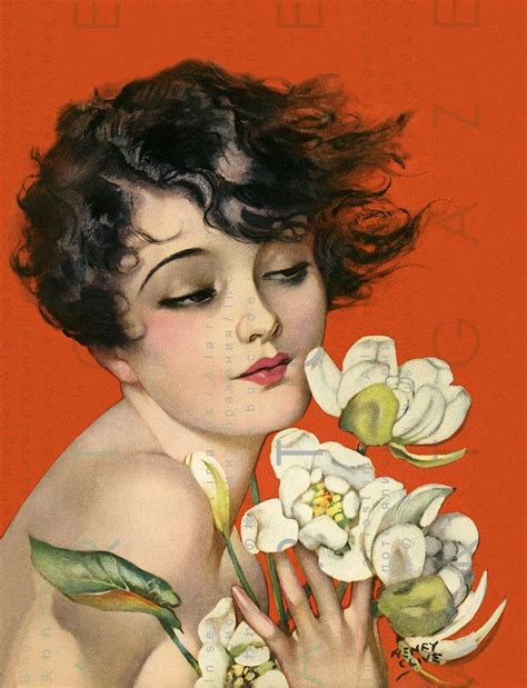 Art Deco Flapper With Magnolia Bouquet Printable Wall Art Etsy Art Deco Illustration