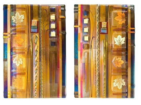 Amber Leaf Panels By Mark Ditzler Art Glass Wall Sculpture Artful Home Glass Wall