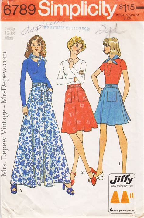 Vintage Sewing Pattern 1970s Misses Jiffy Back Wrap Skirt Etsy