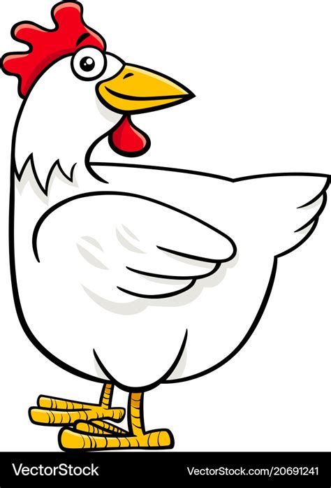 Hen Or Chicken Cartoon Farm Character Royalty Free Vector