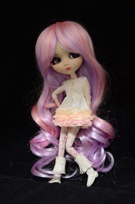 Purple And Pink Candy Curly Long Wig Hair Pullip Dal 13 Doll Doll Not