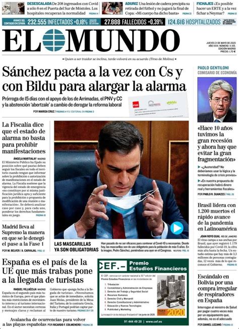 Portada De El Mundo Hoy Edición Impresa Periódico