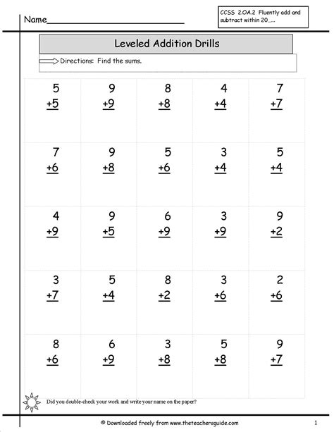 Timed Math Addition Worksheets 1st Grade 1000 Ideas About Addition