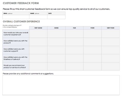 Free Feedback Form Template Word Free Printable Templates