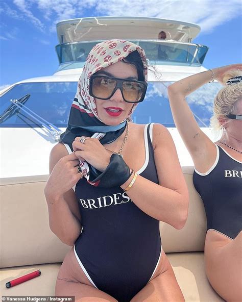 Vanessa Hudgens Dons A Black Swimsuit At Sarah Hyland S Mexico Bachelorette Party Daily Mail